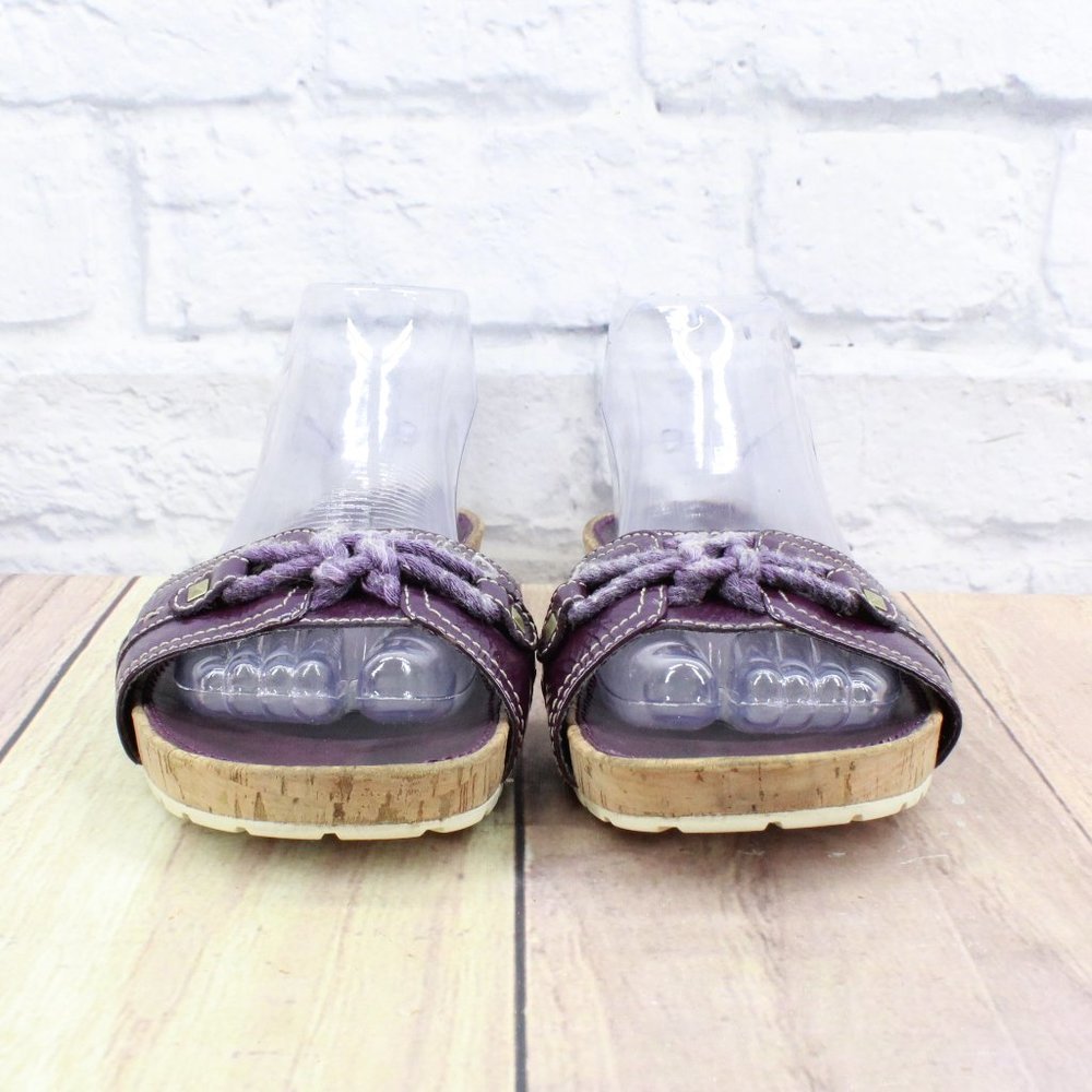 Timberland Women's Purple Leather Open Toe Slide Flat Sandals Size 8 M - Picture 4 of 9